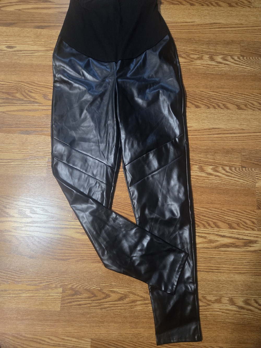 PrettyLittleThing Black Maternity Faux Leather Leggings